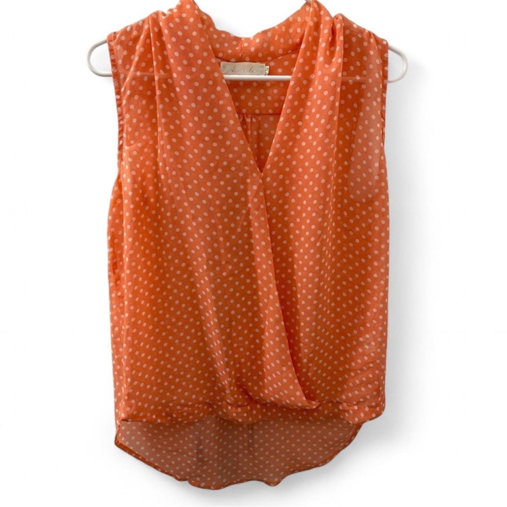 Orange Polka Dot Sleeveless Blouse